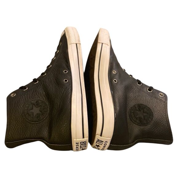Converse All Star Chuck Taylor Leather Shoes Men’s 13 Black High Top Sneakers - Picture 2 of 16